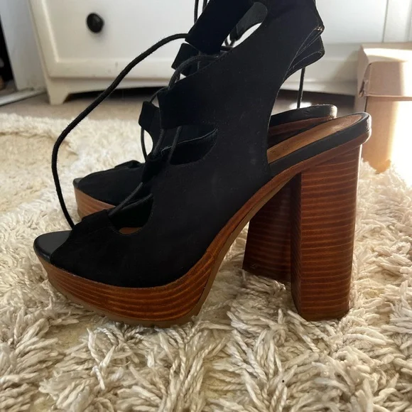 Kurt Geiger Black Suede Platform Heels - Picture 2 of 5